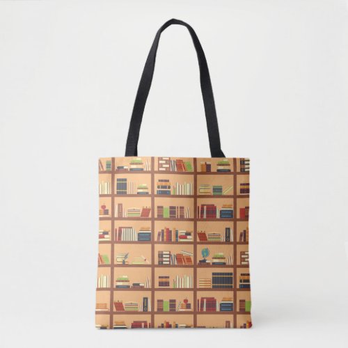 Bookshelf Books Library Bookworm Reading Tote Bag