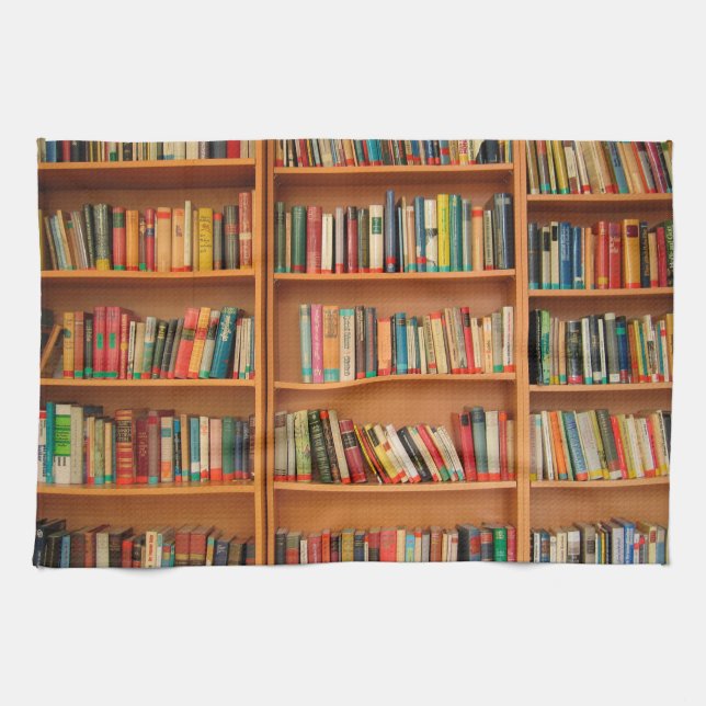 Bookshelf Books Library Bookworm Reading Towel (Horizontal)