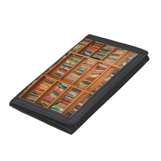 Bookshelf Books Library Bookworm Reading Trifold Wallet