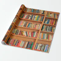 Bookshelf Books Library Bookworm Reading Pattern Wrapping Paper by