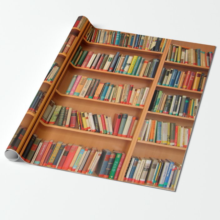 Bookshelf Books Library Bookworm Reading Wrapping Paper | Zazzle