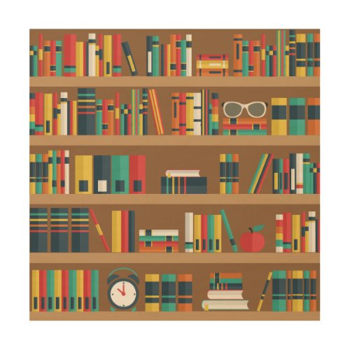 Bookshelf illustration wood wall decor