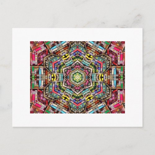 Bookshelf Kaleidoscope Postcard