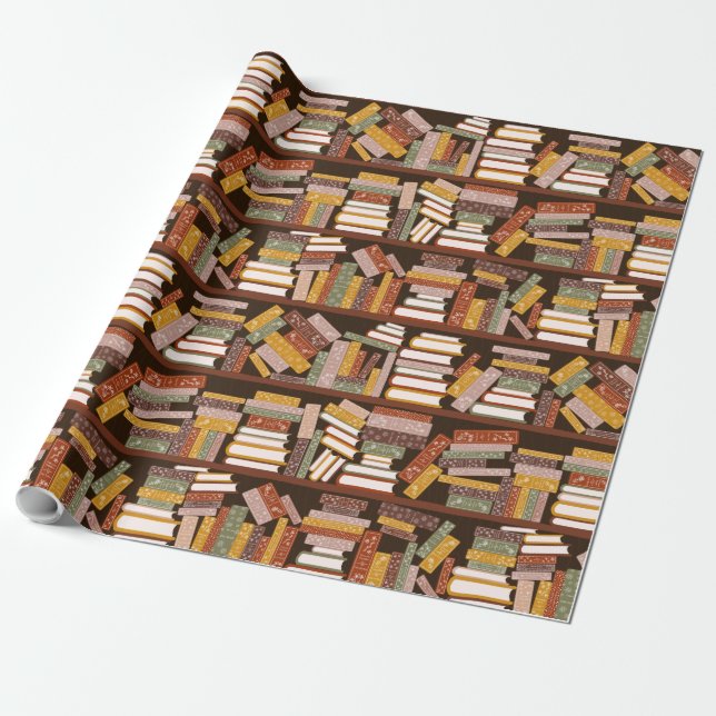 Bookshelf Pattern Wrapping Paper (Unrolled)