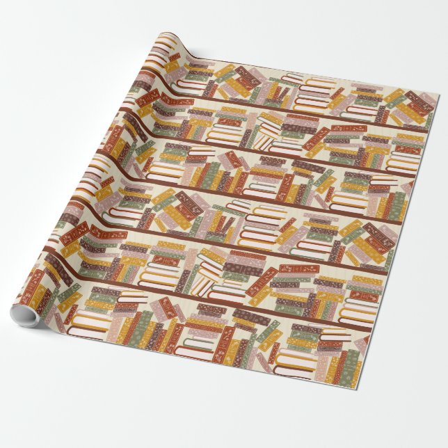 Bookshelf Pattern Wrapping Paper (Unrolled)