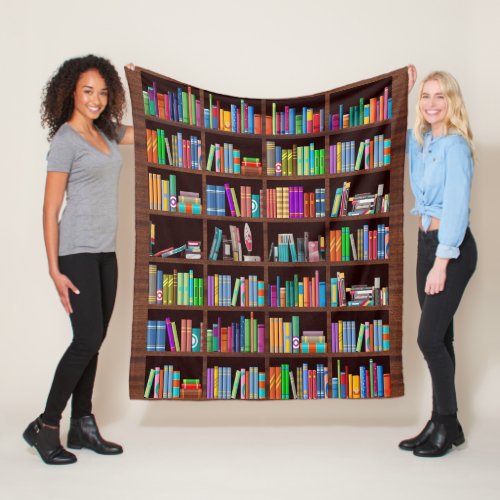 Bookshelf Reader Bookaholic Books Lover Bookworm  Fleece Blanket