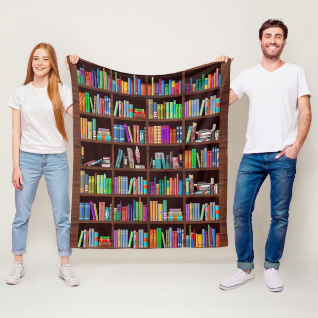 Bookshelf Reader Bookaholic Books Lover Bookworm  Fleece Blanket (In Situ)
