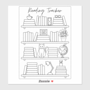 Bookshelf Reading Log Tracker Book Spine Coloring  Sticker