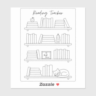 Bookshelf Reading Log Tracker Book Spine Coloring  Sticker