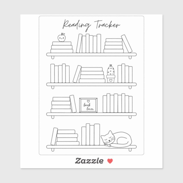Bookshelf Reading Log Tracker Book Spine Coloring  Sticker (Sheet)