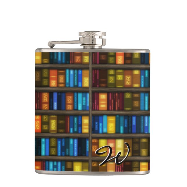 Bookshelves 1 Wrapped Flask (Front)