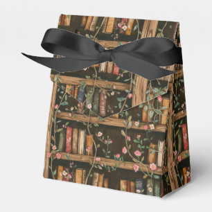 Bookshelves with Flowering Vines Favor Boxes