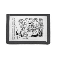 Bookshop Customer asks Shopkeeper a Question Trifold Wallet