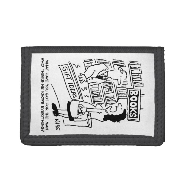 Bookshop Customer asks Shopkeeper a Question Trifold Wallet (Front)