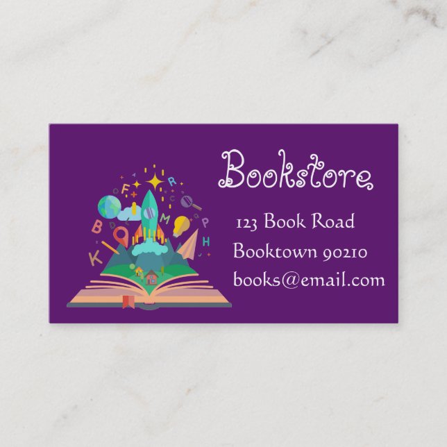 Bookshop,  kids bookstore or online books business card (Front)