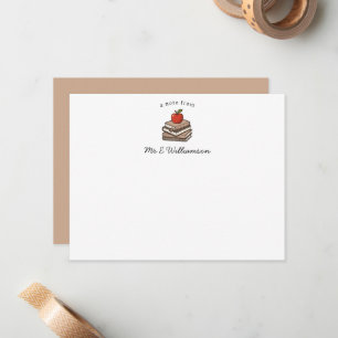 Bookstack and Apple Personalized Teacher Note Card