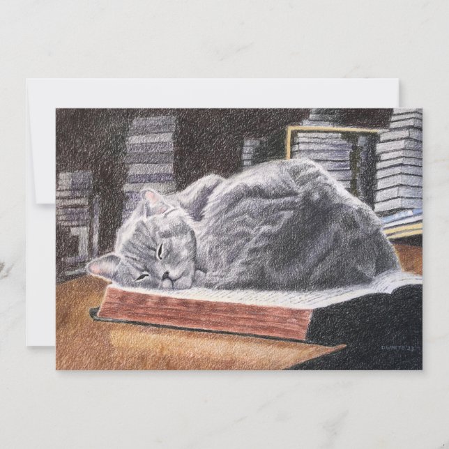 Bookstore Cat Customizable Invitation (Front)