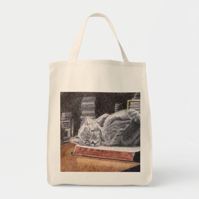 Bookstore Cat Tote Bag (Front)