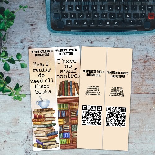 Bookstore Library QR Funny Book Quote Bookmark Card