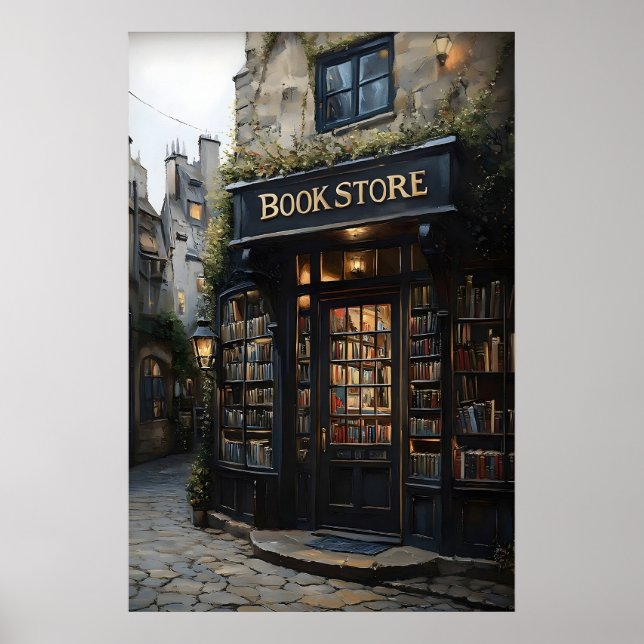 Bookstore Print, Antique Library Print, Book Lover Poster (Front)