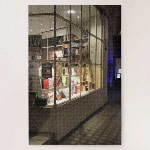 Bookstore Window at Night London Photography Jigsaw Puzzle