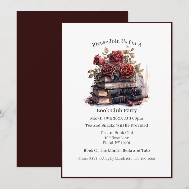 Booktrovert, Book Lover, Book Club Invitation (Front/Back)