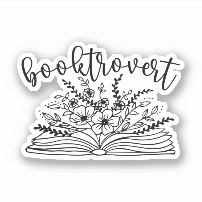 Booktrovert, Book Lover, Bookworm Sticker (Front)