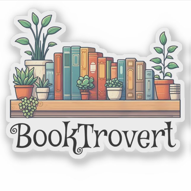 Booktrovert Botanical Inspired Bookish Book Lover Sticker (Front)