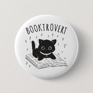 Booktrovert cat with book and stars button