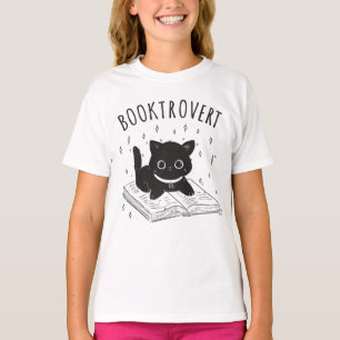 Booktrovert cat with book and stars T-Shirt