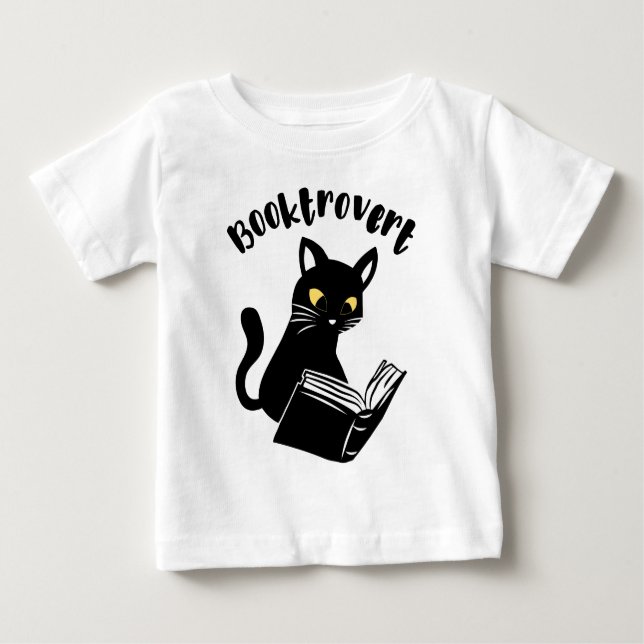 Booktrovert cat with book baby T-Shirt (Front)