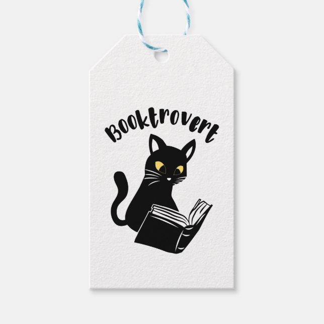 Booktrovert cat with book gift tags (Front)