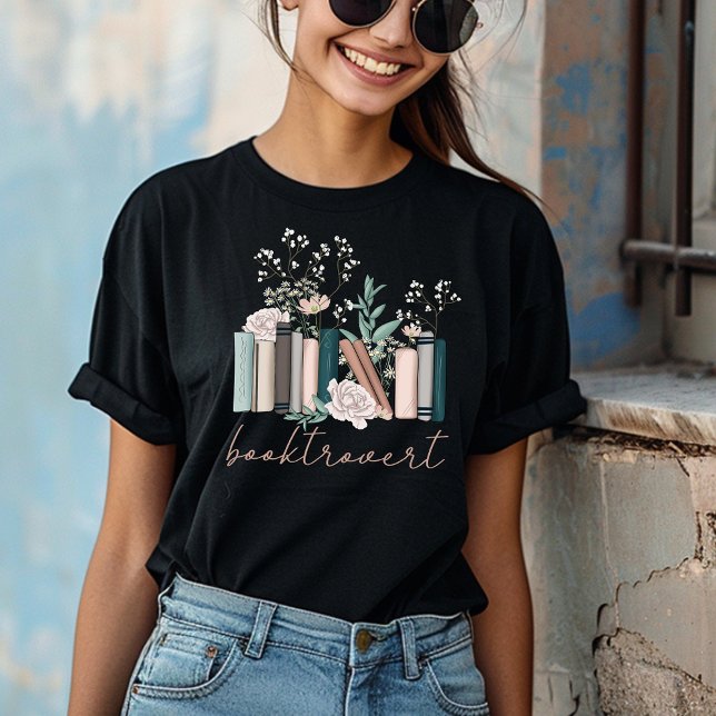 Booktrovert Floral Books Gift for Book Lover T-Shirt (Creator Uploaded)