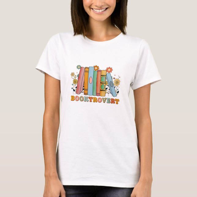 Booktrovert, Librarian Teacher Bookish, Book Lover T-Shirt (Front)