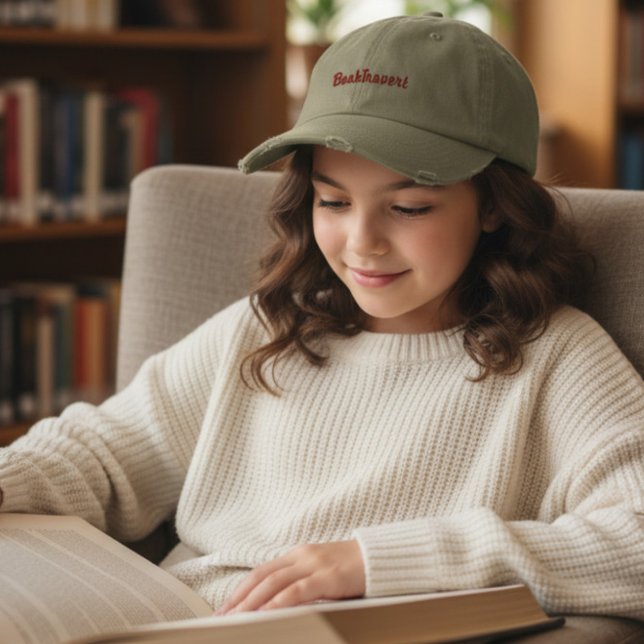 Booktrovert Light Olive Embroidered Baseball Cap (Creator Uploaded)