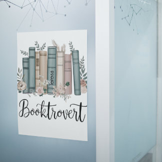 Booktrovert personalized watercolor books on shelf poster