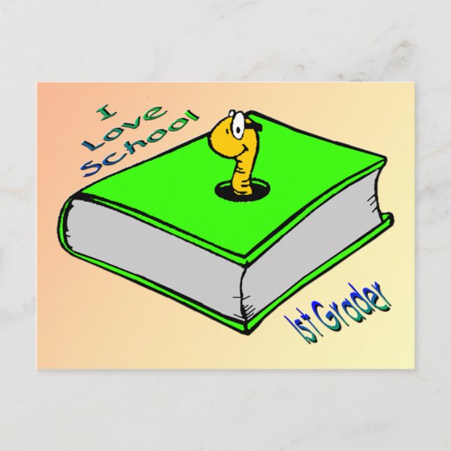 Bookworm 1st Grader - I love School Postcard (Front)