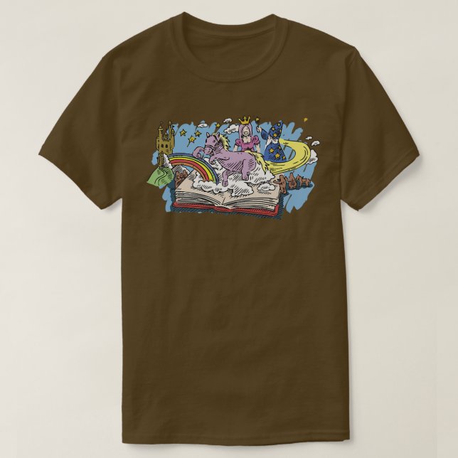 Bookworm Avid ReaderFairy Tale Fantasy Book Readin T-Shirt (Design Front)