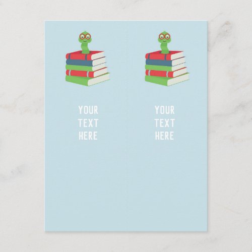 Bookworm Baby Shower Blue 2x Bookmarks Enclosure Card