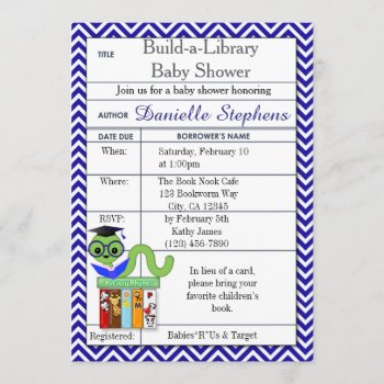 Bookworm Baby Shower Invitations Boy by MonkeyHutDesigns at Zazzle