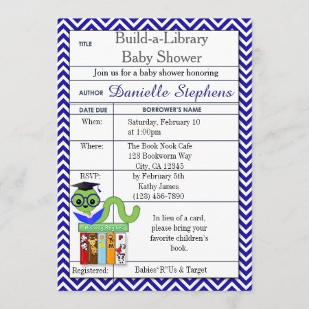 Bookworm Baby Shower Invitations Boy