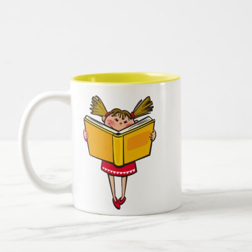 Bookworm book lover geek girl Two_Tone coffee mug