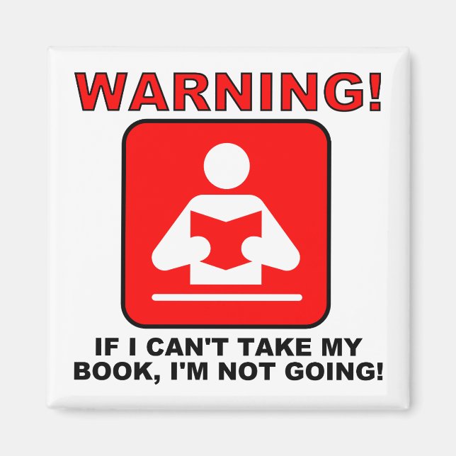 Bookworm Book Lover Warning Funny Fridge Magnet (Front)