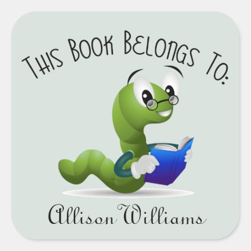 Bookworm Book Plate with Custom Name