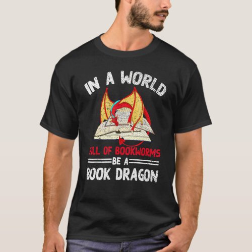 Bookworm Book Reading Fantasy Animal Cute Book Dra T_Shirt