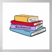 Stack of Books Reading Themed Sticker Classic Stacked Books Poster