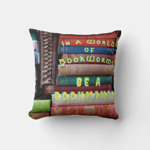 Bookworm Bookmimic Throw Pillow