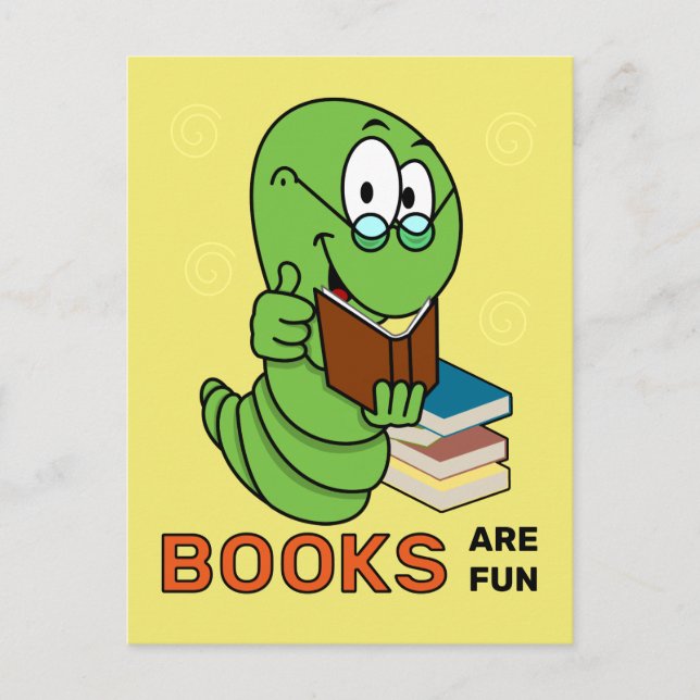 Bookworm Books Are Fun Postcard (Front)