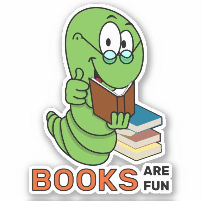 Bookworm Books Are Fun Sticker (Front)
