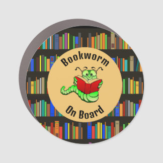 Bookworm & Books Design Bumper Sticker Car Magnet
